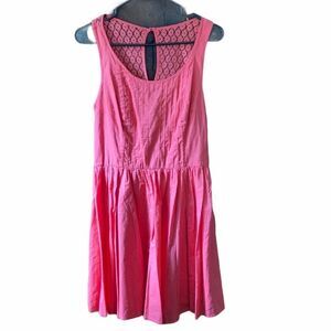 Coral Eyelet Crochet Cotton Dress Size 8